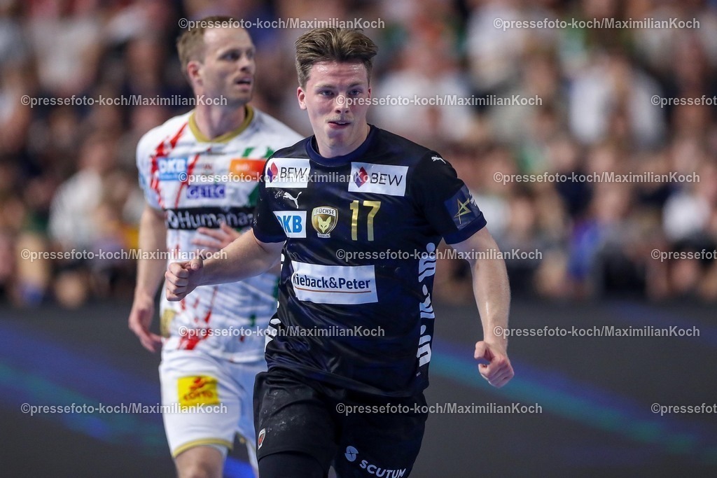 KoeEHF15062502016 | 15.06.2025, Handball, Finale TruckScout24 EHF FINAL4, LANXESS arena Köln, Füchse Berlin - SC Magdeburg: Nils Lichtlein  (Fuechse Berlin #17) jubelnd 