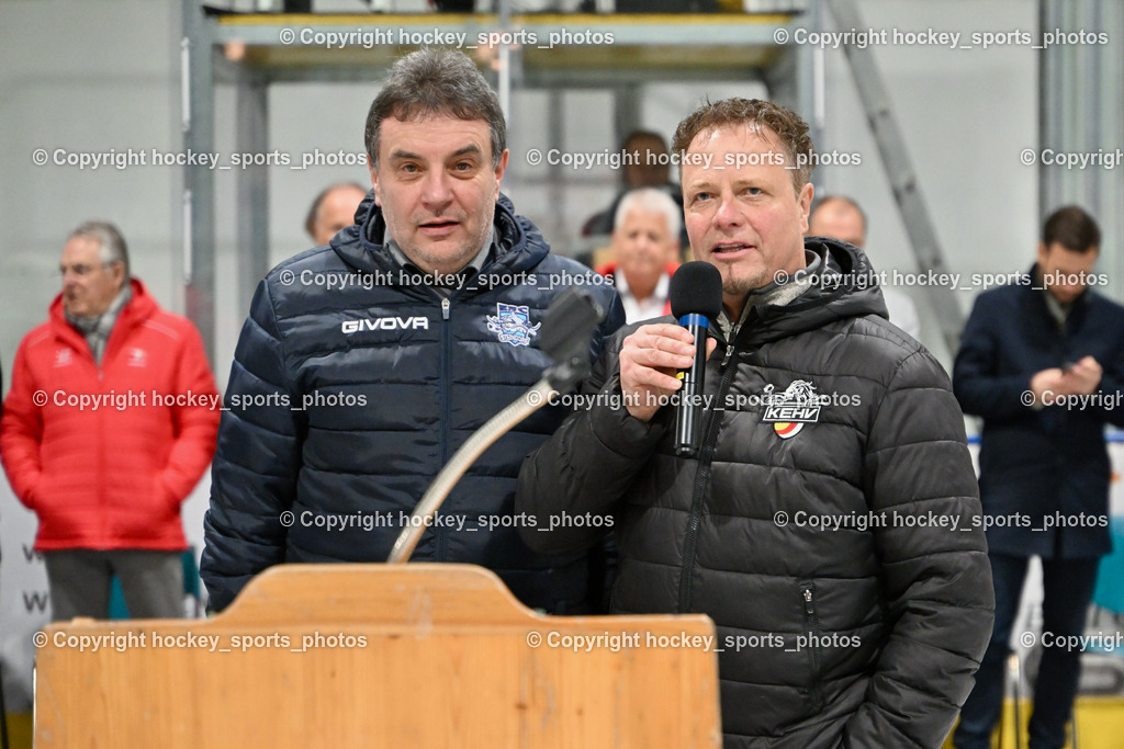 ESC Soccerzone Steindorf 50 Jahr Feier 26.2.2023 | ESC Steindorf Hans Tschernutter, KEHV Präsident Michael Herzog Löschnig