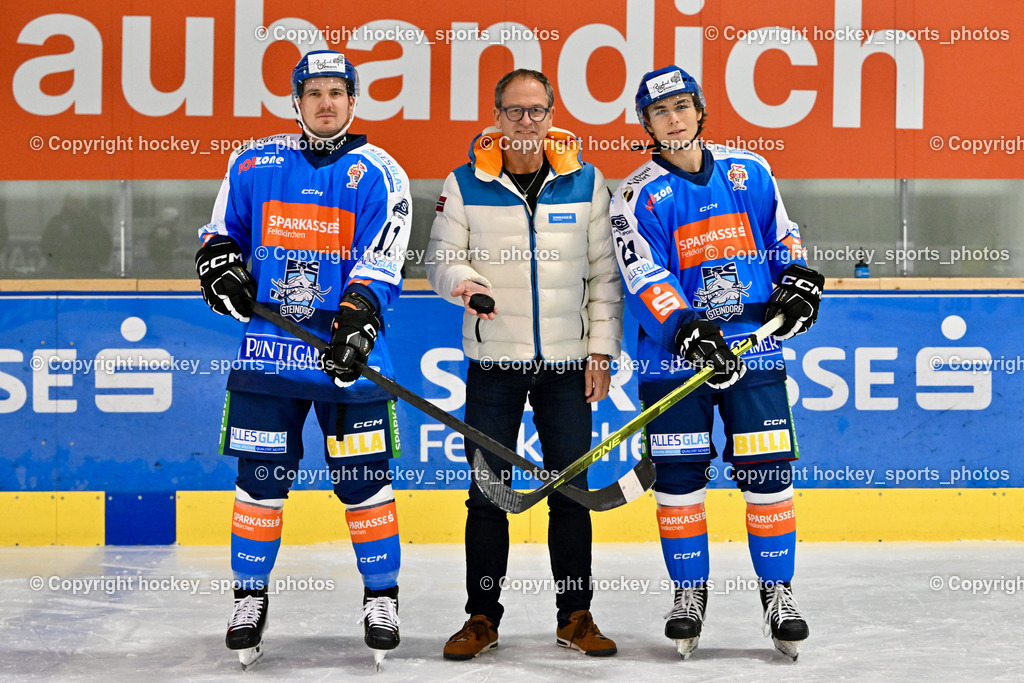 ESC Steindorf Sparkasse Feldkirchen Shooting | #21 WALDER PATRIK, Gerhard Schreilechner Sparkasse Feldkirchen, #11 Luka Kalan, ESC Steindorf Sparkasse Feldkirchen Shooting, ESC Steindorf Sparkasse Feldkirchen Shooting am 24.10.2025 in Steindorf (Ossiachersee Halle), Austria, (Photo by Bernd Stefan)