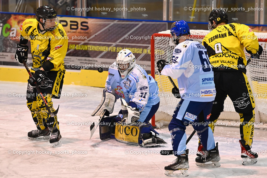 ESC Steindorf vs. EC Spittal Hornets 3.12.2022 | #31 Steiner Paul, #9 Essmann Kevin, #69 Kreuzer Philipp, #8 Komar Luca