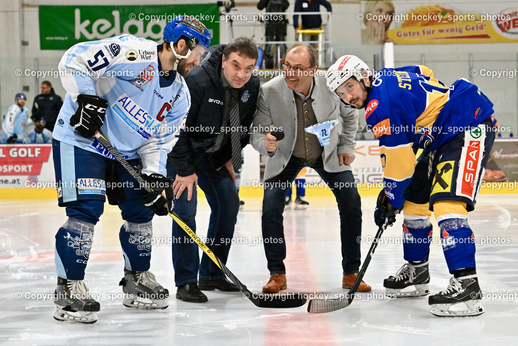 ESC Steindorf vs. HC Kufstein Dragons 25.2.2023 | #57 Wilfan Franz, ESC Steindorf Obmann Hans Tschernutter, Steindorf Bürgermeister Georg Kavalar, #17 Steiner Herbert