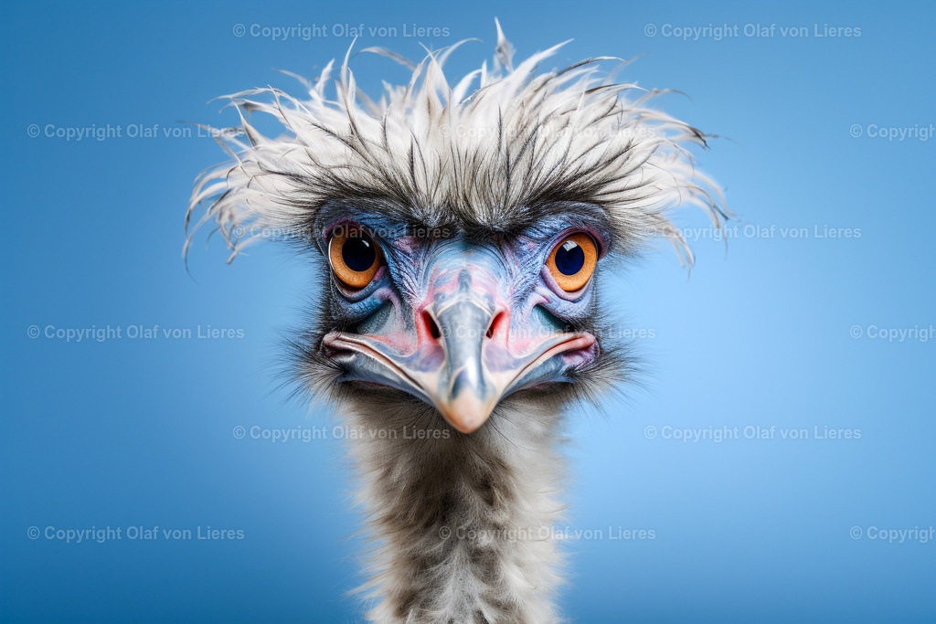Kopf vom Vogelstrauss | Vogelstrauss mit wirrer Frisur