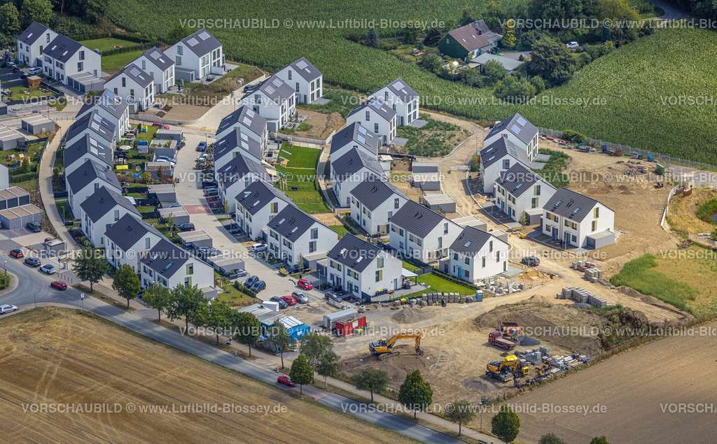 Velbert220803357 | Luftbild, Wimmersberger Südblick Bauprojekt, Ovale Neubau Wohnsiedlung, Hannah-Arendt-Straße, Velbert, Ruhrgebiet, Nordrhein-Westfalen, Deutschland