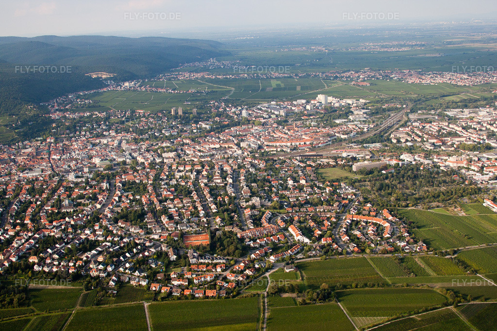 Luftbild: Ortsansicht von Süden in Neustadt an der Weinstraße im Bundesland Rheinland-Pfalz in Deutschland. Foto: IMG_33045.jpg vom 04.09.2010 durch Werner Riehm/FLY-FOTO.de