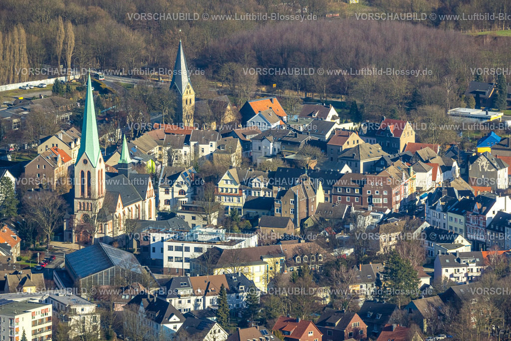 Dortmund240102552 | Luftbild, Wohngebiet Ortskern mit kath. Kirche St. Remigius und evang. Kirche St. Remigius, Mengede, Dortmund, Ruhrgebiet, Nordrhein-Westfalen, Deutschland