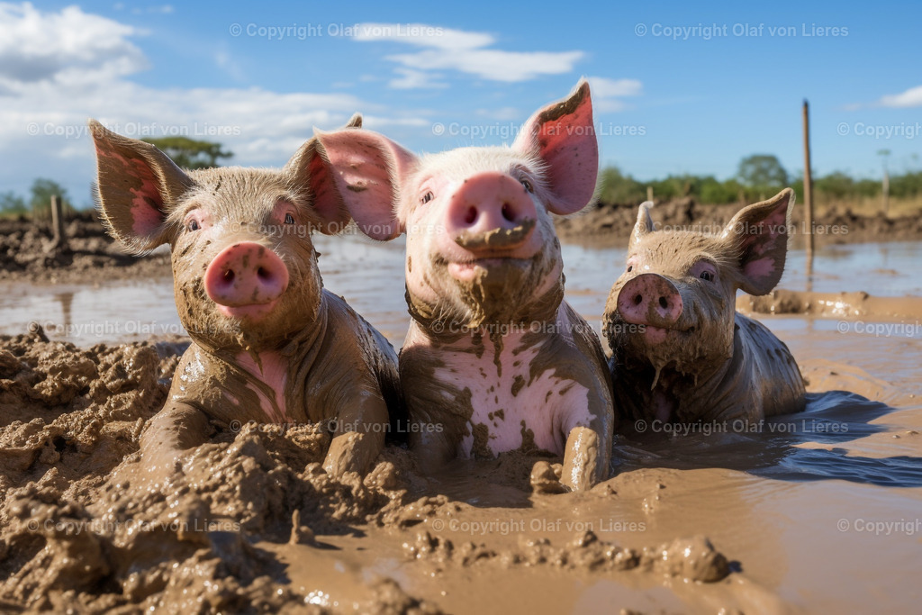 lustige Schweine im Schlamm | Ferkel im Matsch