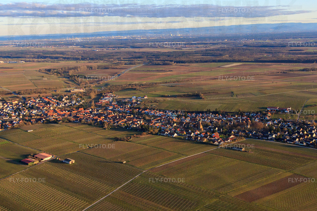 Dorfansicht im Winter aus Nordwesten | Luftbild: Dorfansicht im Winter aus Nordwesten in Insheim im Bundesland Rheinland-Pfalz in Deutschland. Foto: IMG_62225.jpg vom 23.02.2014 durch Werner Riehm/FLY-FOTO.de - Realisiert mit Pictrs.com