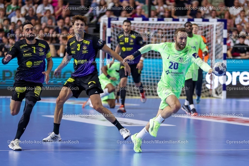 KoeEHF15062501010 | 15.06.2025, Handball, Spiel um Platz 3, TruckScout24 EHF FINAL4, LANXESS arena Köln, HBC Nantes - FC Barcelona: Aleix Gomez Abello (Barca FC Barcelona ESP #20) 