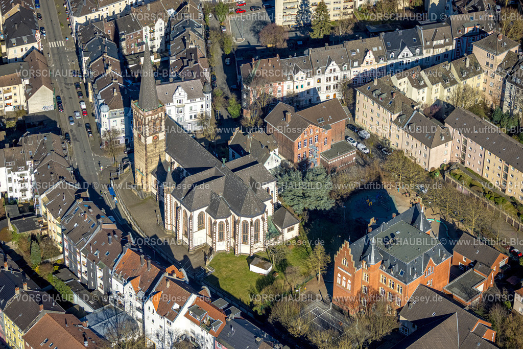 Hagen250302673 | Luftbild, St.-Michael-Kirche, Kulturzentrum Pelmke, Emil-Schumacher-Schule, Wehringhausen, Hagen, Ruhrgebiet, Nordrhein-Westfalen, Deutschland