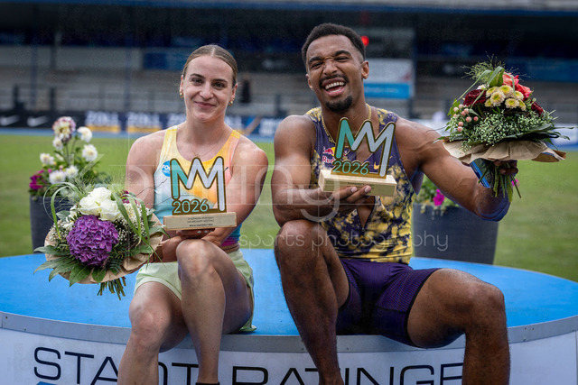 Multisport Event; Ratingen, 28.06.2026 | RATINGEN, GERMANY - JUNE 28, 2026 : Annik Kälin (SUI / Switzerland) and Leo Neugebauer (GER / Germany) the winner of the Multisport Event at Stadion Ratingen on June 28, 2026 in Ratingen, Germany.