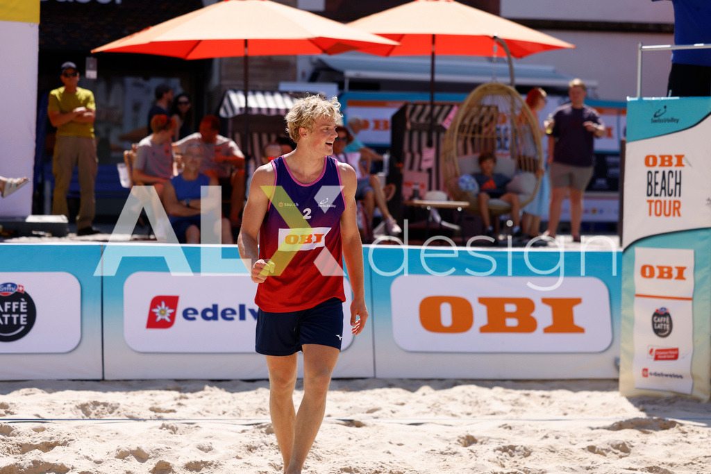 Obi BeachTour 2026 - Basel | BASEL, SWITZERLAND - JULY 18: JACOB HEJLSVIG PETERSEN (DEN) during the Obi BeachTour 2026 match between ALLEMANN / LEFFLER (SUI) and MASSEREY / SCHNEGG (SUI) at Barfüsserplatz on July 18, 2026 in Basel, Switzerland. - Realisiert mit Pictrs.com