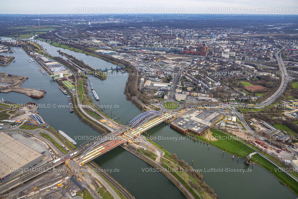 Duisburg230301684Nord | Luftbild, Duisburg Hafen, Ersatzneubau Baustelle Karl-Lehr-Brücke, Ruhrorter Straße, Ruhrort, Duisburg, Ruhrgebiet, Nordrhein-Westfalen, Deutschland