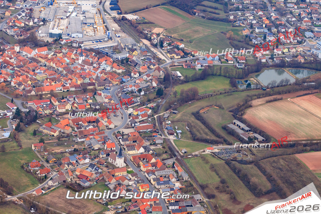 Das Luftbild der Stadt Schlüsselfeld wurde 2018 vom Flugzeug heraus erstellt (keine Drohne) Aufnahmehöhe ca.400 Meter- hohe Auflösung für beste Druck-Qualität