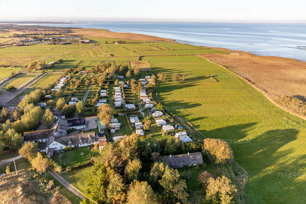 Aerial view: Ny Camping, Sønderho in Fanø in the state South Denmark, Denmark.Photo: IMG_118891.jpg taken on 09/21/2019 by Werner Riehm/FLY-FOTO.comResolution of the original: 5366 x 3577 px