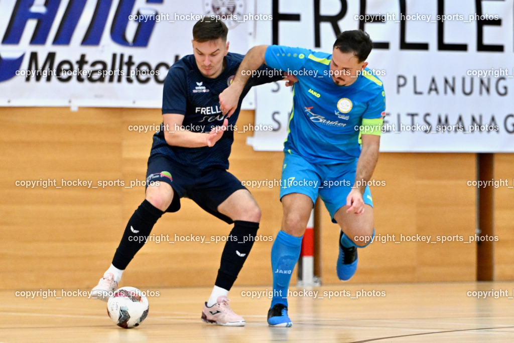LPSV Kärnten vs. Futsal Versli Klagenfurt | #11 Armin Majanovic LPSV-Kärnten, #17 Vahid Muharemovic versli.at Klagenfurt, LPSV Kärnten vs. Futsal Versli Klagenfurt, LPSV Kärnten vs. Futsal Versli Klagenfurt am 01.02.2026 in Villach (Ballspielhalle St. Martin), Austria, (Photo by Bernd Stefan)