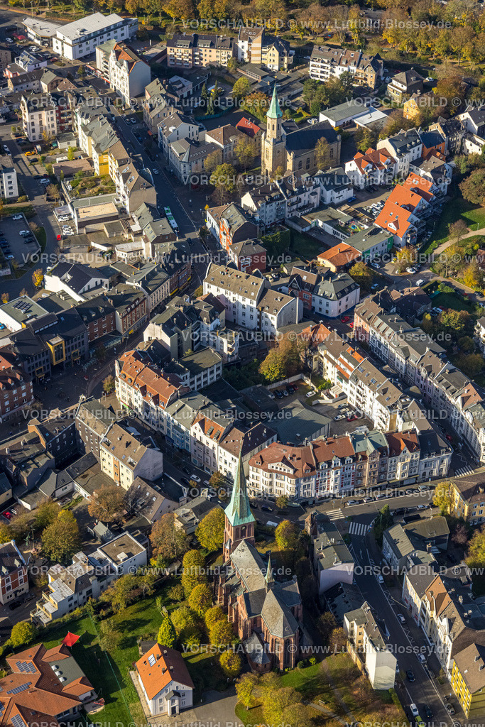 Hagen221015556 | Luftbild, Innenstadt Haspe, Evang. Kirche, kath. Kirche St. Bonifatius Haspe, Haspe, Hagen, Ruhrgebiet, Nordrhein-Westfalen, Deutschland