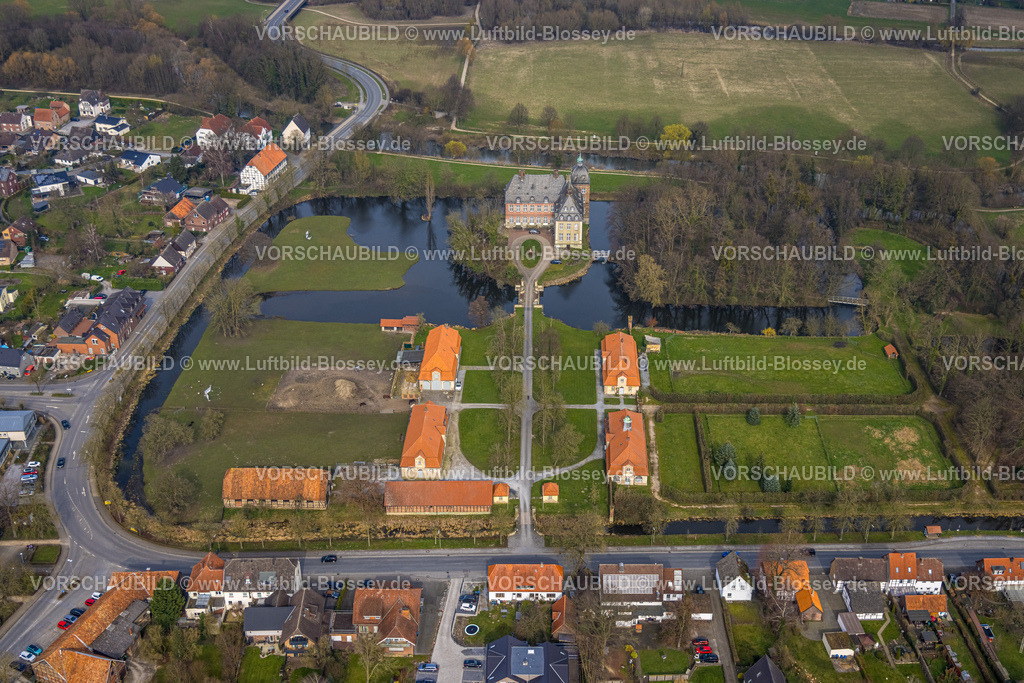 Lippetal240307190 | Luftbild, Renaissanceschloss Wasserschloss Hovestadt mit Barockgarten, Ortsteil Hovestadt, Lippetal, Herzfeld, Nordrhein-Westfalen, Deutschland