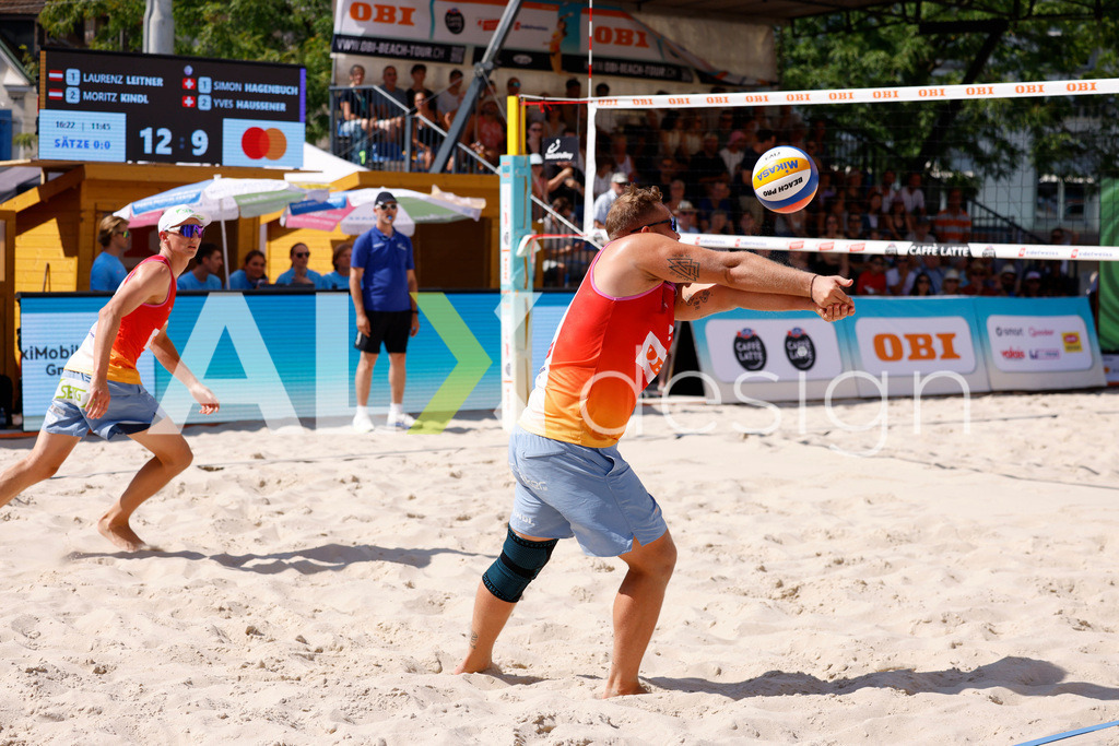 Obi BeachTour 2026 - Basel | BASEL, SWITZERLAND - JULY 18: MORITZ KINDL (AUT) during the Obi BeachTour 2026 match between HAGENBUCH / HAUSSENER (SUI) and LEITNER / KINDL (AUT) at Barfüsserplatz on July 18, 2026 in Basel, Switzerland. - Realisiert mit Pictrs.com