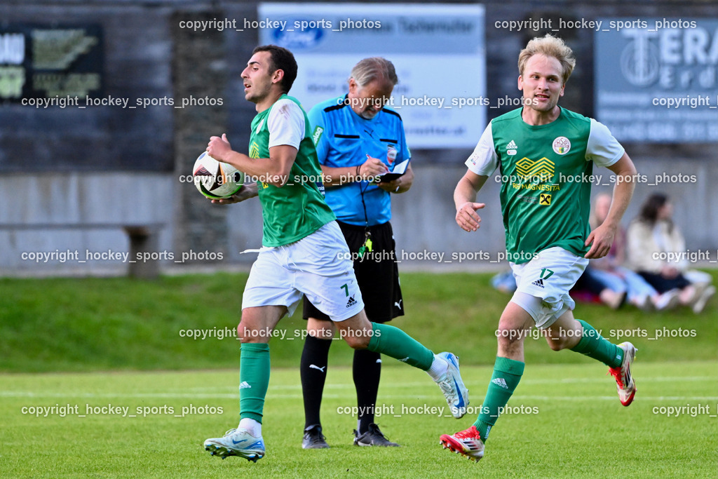 WSG Radenthein vs. URC Thal Assling | #7 Miljan Urosevic WSG Radenthein, #17 Manuel Josef Ambrosch WSG Radenthein, WSG Radenthein vs. URC Thal Assling, WSG Radenthein vs. URC Thal Assling am 30.05.2025 in Radenthein (Sportplatz Radenthein), Austria, (Photo by Bernd Stefan)