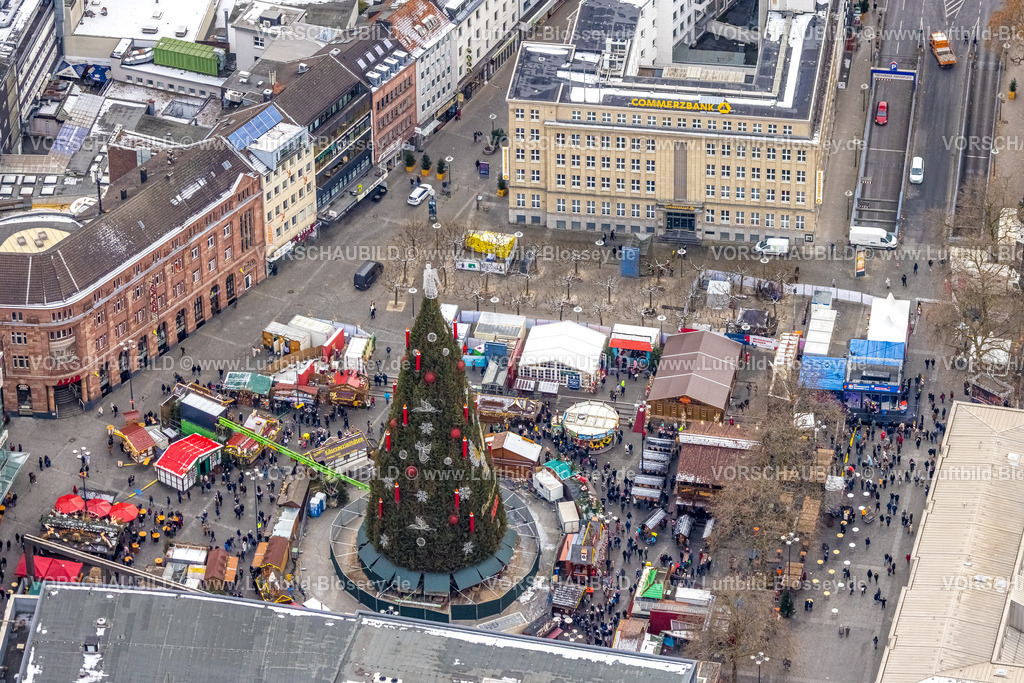 Dortmund221201605 | Luftbild, Weihnachtsmarkt und größter Weihnachtsbaum der Welt, Hansaplatz, City, Dortmund, Ruhrgebiet, Nordrhein-Westfalen, Deutschland