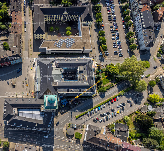 Witten240506844-2 | Luftbild, Rathaus Witten mit Baustelle Sanierung und Baugerüst, Schiller Gymnasium, Witten, Ruhrgebiet, Nordrhein-Westfalen, Deutschland