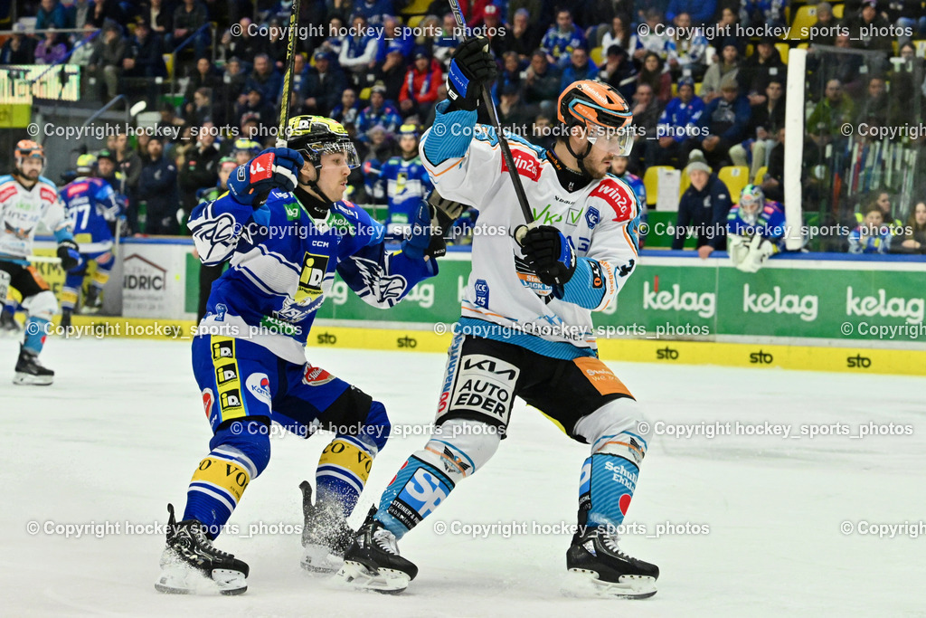 EC IDM Wärmepumpen VSV vs. STEINBACH BLACK WINGS LINZ  | #14 TSCHURNIG Johannes EC VSV, #3 Moro Gregory Lee BLACK WINGS LINZ, EC IDM Wärmepumpen VSV vs. STEINBACH BLACK WINGS LINZ , EC IDM Wärmepumpen VSV vs. STEINBACH BLACK WINGS LINZ  am 28.01.2025 in Villach (Stadthalle Villach), Austria, (Photo by Bernd Stefan)