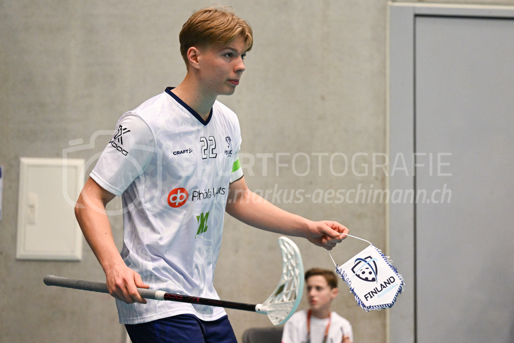 Switzerland B U19 vs Finland U19 - 2. February 2024 | Switzerland B U19 vs Finland U19
U19 Men International Matches in Switzerland
GoEasy Arena, Siggenthal Station
Finland forward #22 Ville Heiska.
Credit: Markus Aeschimann | <a href="https://www.markus-aeschimann.ch">Sportfotografie Markus Aeschimann</a> | <a href="https://www.instagram.com/sportfotografie.aeschimann">@sportfotografie.aeschimann</a> - Realisiert mit Pictrs.com