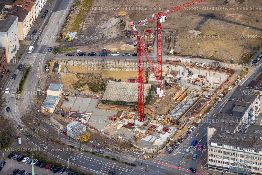 Duisburg230301748 | Luftbild, Baustelle Mercatorviertel gegenüber dem Rathaus, Altstadt, Duisburg, Ruhrgebiet, Nordrhein-Westfalen, Deutschland