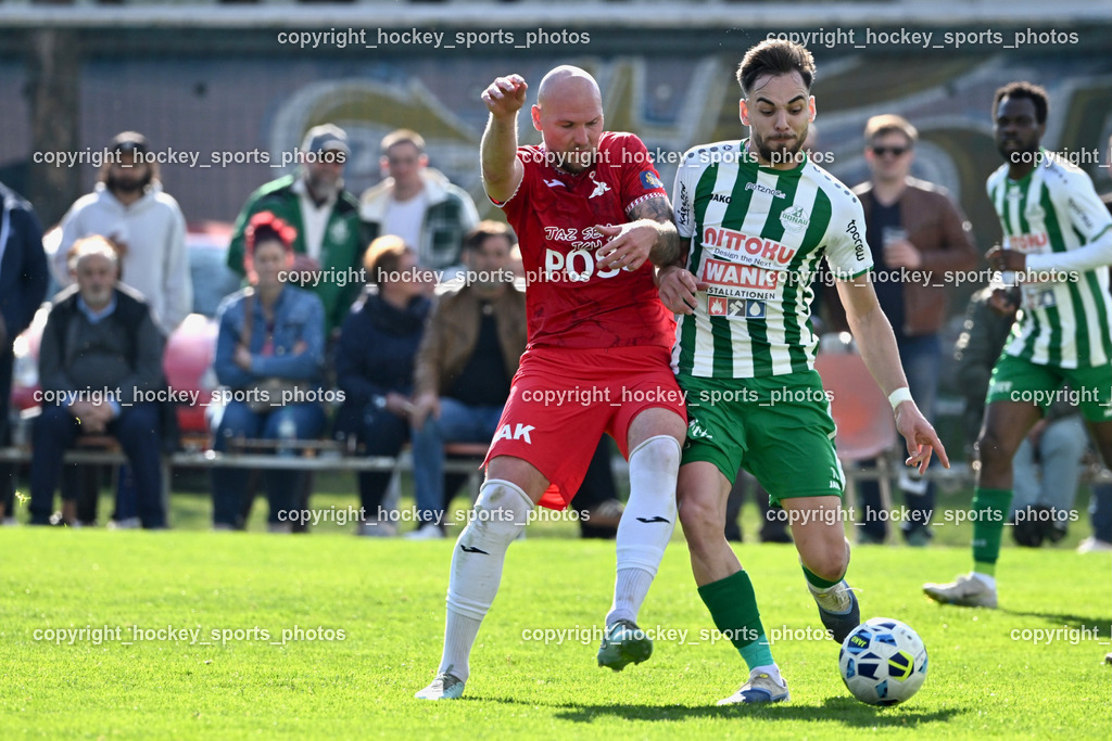SV Donau Klagenfurt vs. SAK | #21 Zan Benedicic SAK, #70 Melvin Osmic SV Donau,  SV Donau Klagenfurt vs. SAK, SV Donau Klagenfurt vs. SAK am 11.04.2026 in Klagenfurt (Sportplat Donau ), Austria, (Photo by Bernd Stefan)