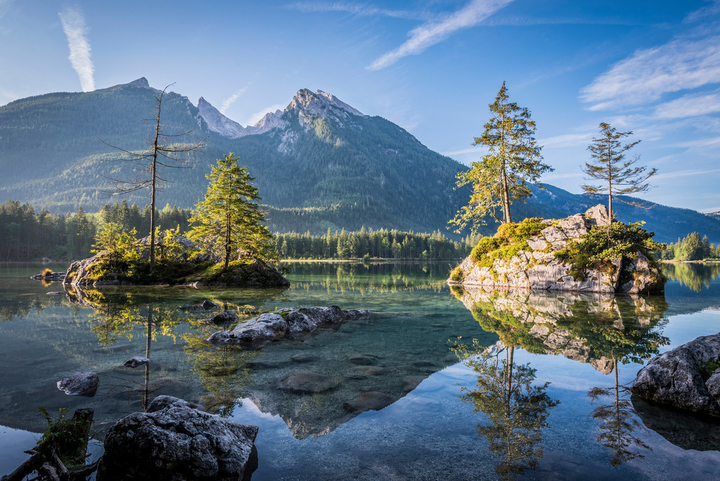 Felsenbäume im Hintersee | Die bekannten Felsenbäume im Ramsauer Hintersee - Realisiert mit Pictrs.com