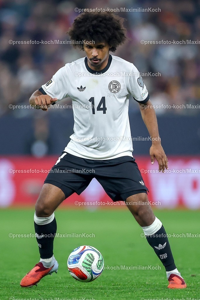 DFB10102502215 | 10.10.2025, Fußball, Länderspiel, Deutschland - Luxemburg, UEFA WM-Qualifikation, 2025/2026, Gruppe A, PreZero Arena in Sinsheim: Karim Adeyemi (GER #14) DFB regulations prohibit any use of photographs as image sequences and or quasi-video.