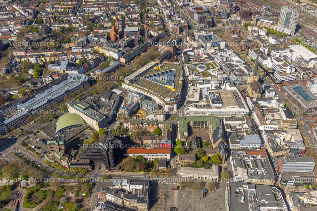 Dortmund230401196 | Luftbild, Thier-Galerie, Gesundheitshaus Baustelle, Schauspielhaus Dortmund, Probsteihof und Probsteikirche, St. Petri Kirche, City, Dortmund, Ruhrgebiet, Nordrhein-Westfalen, Deutschland