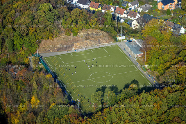 Wetter221017428 | Luftbild, Sportplatz Am Brasberg, Bäume in Herbstfarben, Wengern, Wetter, Ruhrgebiet, Nordrhein-Westfalen, Deutschland