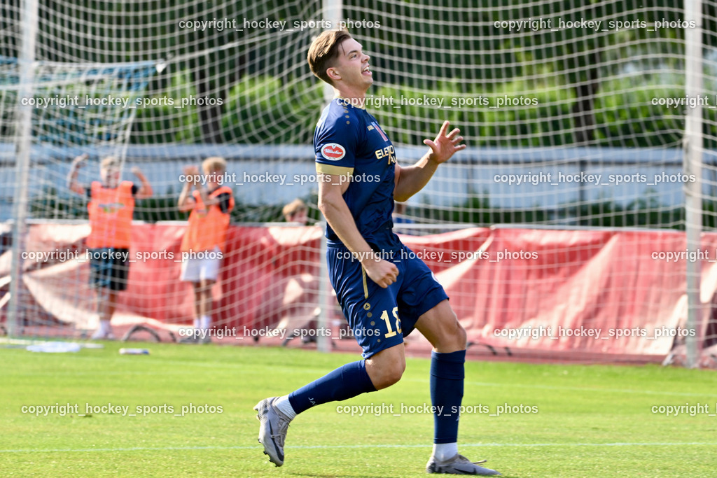 ATUS Velden vs. GAK | Jubel #18 Nicolas Manuel Modritz ATUS Velden, ATUS Velden vs. GAK, ATUS Velden vs. GAK am 26.07.2024 in Villach (Stadion Lind), Austria, (Photo by Bernd Stefan)