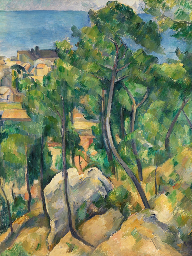 Paul Cezanne - Blick auf das Meer bei L'Estaque | Moderne Wandbilder auf Leinwand, Acylglas, Alu-Dibond oder als Poster. Tauchen Sie ein in die Welt KI-generierter Kunstwerke - entdecken Sie hochwertige Kunstdrucke unserer Gemälde, Illustrationen und fotorealistischen Motive.