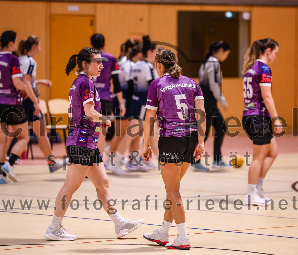 2024-11-24_055_SpVgg_Altenerding_gegen_HC_Donau-Paar_II | Erding, Deutschland, 24.11.2024:Handball, Bezirksoberliga Frauen Altbayern 2024 / 2024, 6. Spieltag, SpVgg Altenerding gegen HC Donau/Paar II, Endergebnis: 24:24Katharina Künstner (SpVgg Altenerding, #23), Lena Prem (SpVgg Altenerding, #5)Foto: Christian Riedel / fotografie-riedel.net