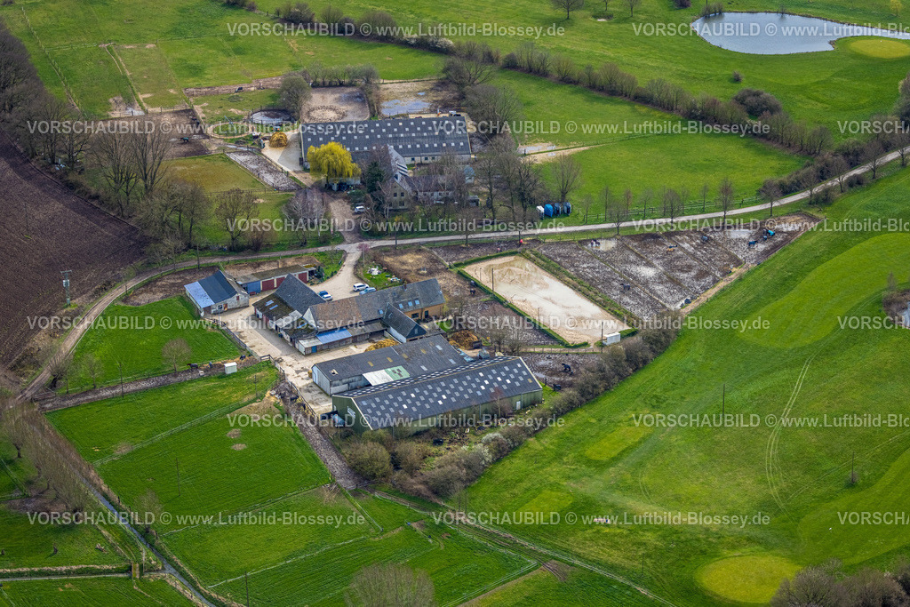 Emmerich230300427 | Luftbild, Reitstall Lehmkuhl-Hüsken, Borghees, Emmerich am Rhein, Niederrhein, Nordrhein-Westfalen, Deutschland