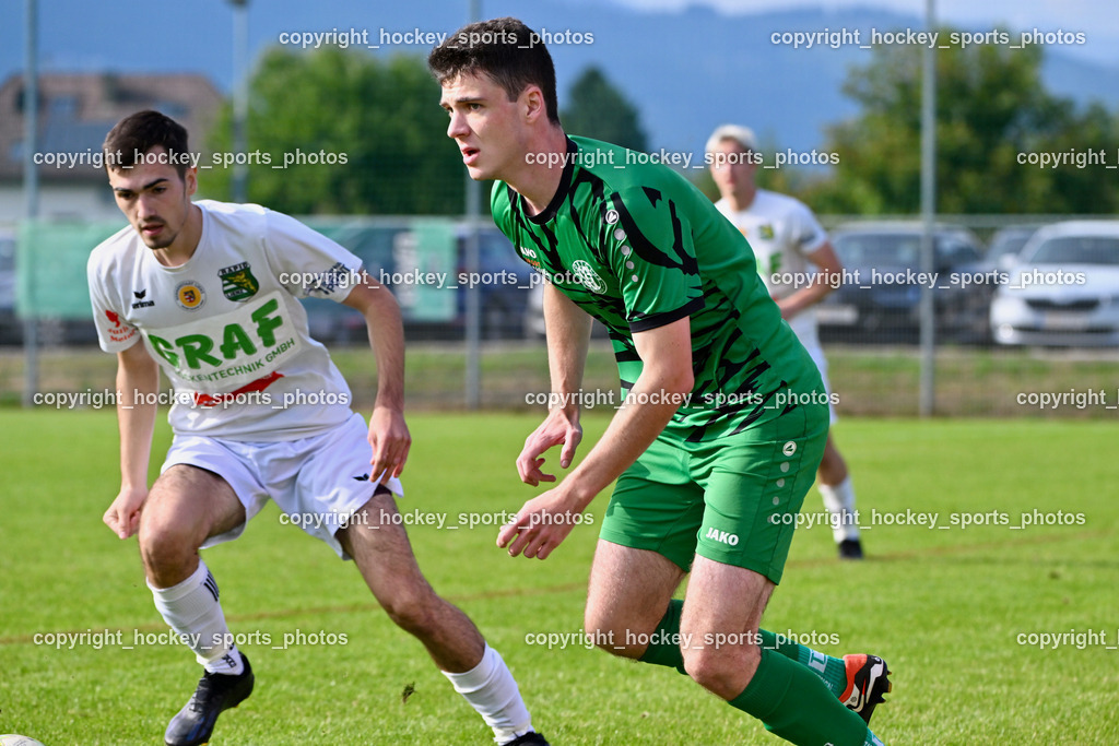 SC Landskron vs. Rapid Lienz | #14 Hasan Ali Duranovic Rapid Lienz, #13 Christopher Kotz SC Landskron,  SC Landskron vs. Rapid Lienz, SC Landskron vs. Rapid Lienz am 22.09.2024 in Villach (Sportanlage Landskron), Austria, (Photo by Bernd Stefan)