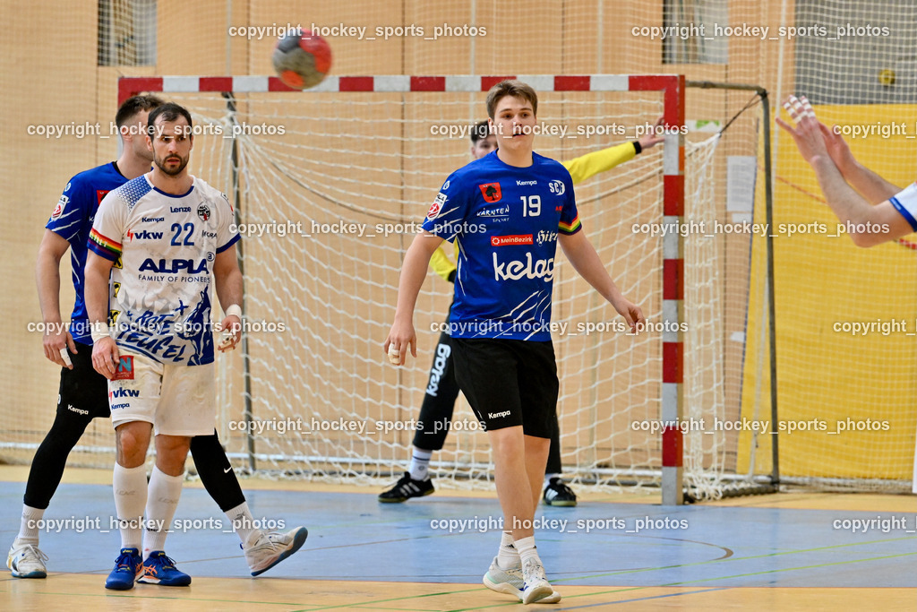 SC Ferlach vs. ALPLA HC Hard | #19 EBNER Luca SC Ferlach, #22 BABIC Dejan SC Hard, SC Ferlach vs. ALPLA HC Hard, SC Ferlach vs. ALPLA HC Hard am 05.04.2025 in Ferlach (Ballspielhalle Ferlach), Austria, (Photo by Bernd Stefan)