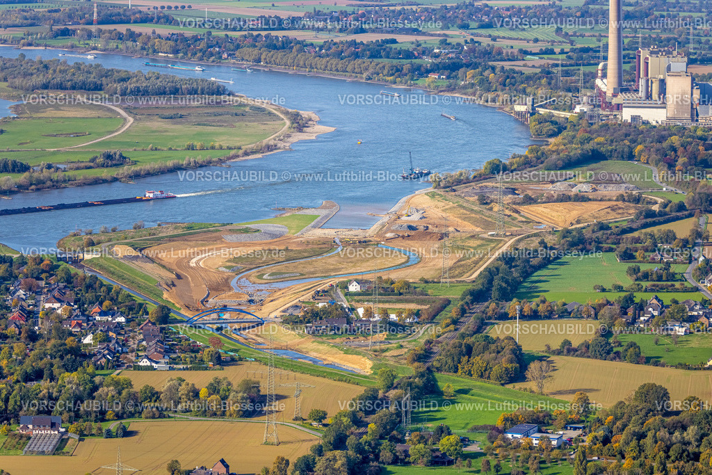 Dinslaken221003645Emschermuendung | Luftbild, Emschermündung Renaturierung, Auenlandschaft am Fluss Rhein, Eppinghoven, Dinslaken, Ruhrgebiet, Nordrhein-Westfalen, Deutschland