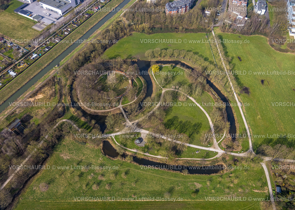 Hamm240306286 | Luftbild, Marker Burghügel, Burg Mark, Sehenswürdigkeit, Denkmal Kulturgeschichte, Uentrop, Hamm, Ruhrgebiet, Nordrhein-Westfalen, Deutschland
