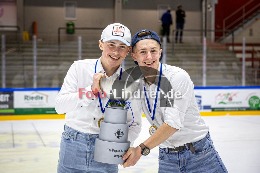 Peißenberg MINERS U20 Meisterfeier | Eishockey Bayernliga U20 Siegerehrung 2026, Peißenberg MINERS U20 Meisterfeier, 20260314,,2026-03-14 in Peißenberg (flatbuy Arena Peißenberg), Copyright: WolfgangxLindner www.foto-lindner.de