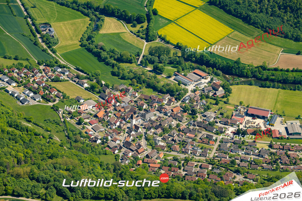 Luftaufnahme von Enslingen Untermünkheim Bild- Das Luftbild wurde 2025 vom UL-Flugzeug heraus erstellt ( keine Drohne ) - Hochauflösende Luftaufnahme -Nicht vergleichbar mit Google Maps oder Satelittenbilder- Die Geschenkidee !Mit Lizenz und Bildrechte bestellbar