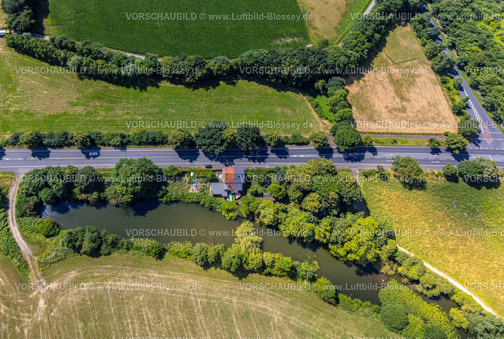 Hamm240706802 | Luftbild, Wohnhaus Lippestraße 119a am Fluss Lippe, Wiesen und Felder und grüne Bäume, Uentrop, Hamm, Ruhrgebiet, Nordrhein-Westfalen, Deutschland