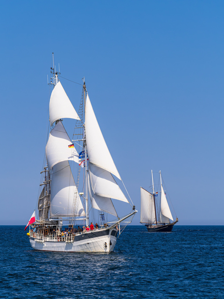 Segelschiffe auf der Ostsee während der Hanse Sail in Rostock | Segelschiffe auf der Ostsee während der Hanse Sail in Rostock.