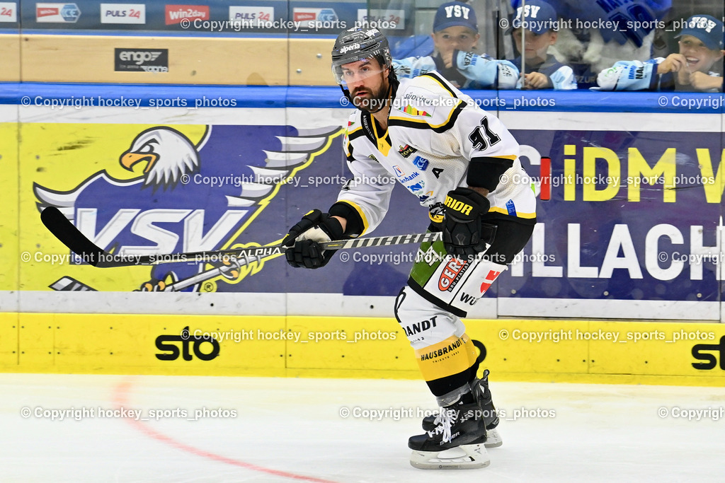 EC IDM Wärmepumpen VSV vs. HC Pustertal 8.10.2023 | #91 PETAN Alex HC Pustertal, EC IDM Wärmepumpen VSV vs. HC Pustertal 8.10.2023, EC IDM Wärmepumpen VSV vs. HC Pustertal am 08.10.2023 in Villach (Stadthalle Villach), Austria, (Photo by Bernd Stefan)
