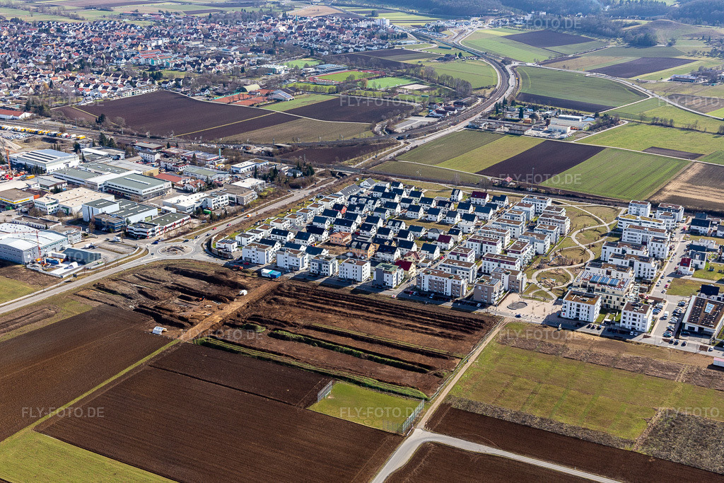 Luftbild: Ortsansicht in Renningen im Bundesland Baden-Württemberg in Deutschland. Foto: IMG_124934.jpg vom 20.02.2021 durch ©2025 Werner Riehm fly-foto.de/copyright