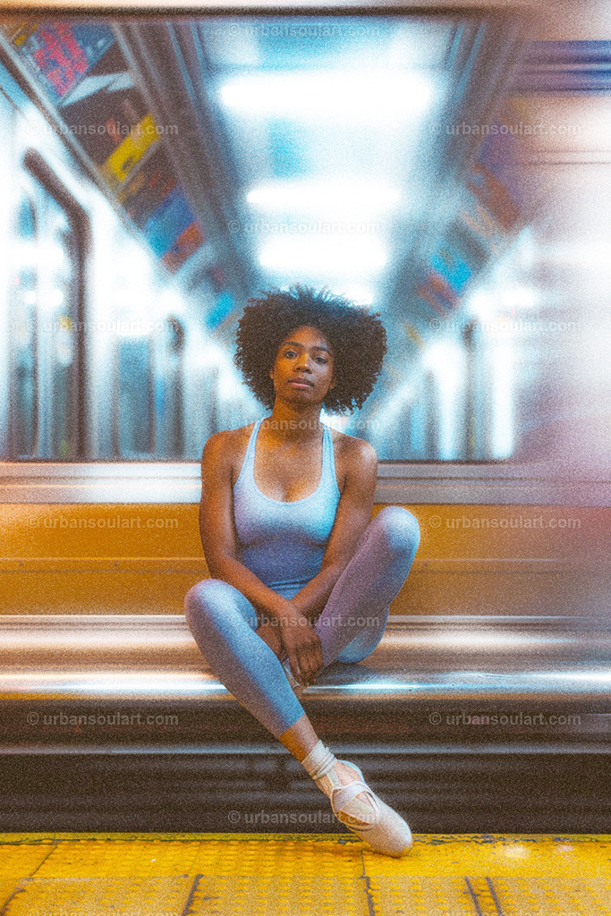 Subway Ballerina | A unique and captivating portrait of a ballerina in a subway station, blending elegance with urban grittiness. Perfect for art lovers who appreciate the contrast between classical dance and modern city life, this piece adds a striking and dynamic touch to any space. - Realisiert mit Pictrs.com