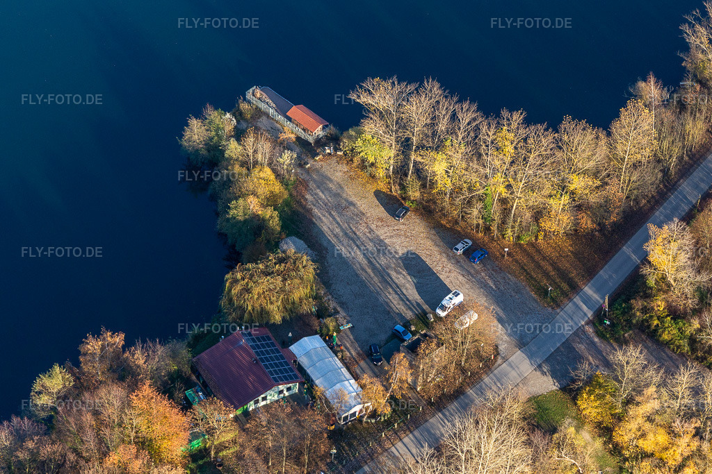 Luftbild: Anglerheim am Altrhein in Neupotz im Bundesland Rheinland-Pfalz in Deutschland. Foto: IMG_123976.jpg vom 21.11.2020 durch Werner Riehm/FLY-FOTO.de