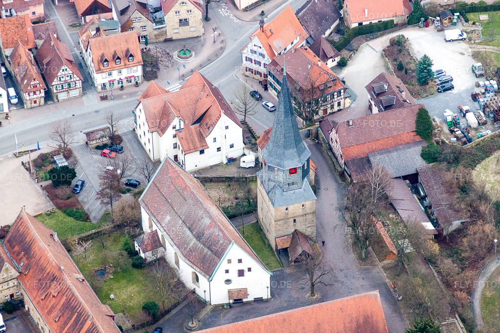 Luftbild: Turm- Bauwerk des Hexenturm in Oberderdingen im Bundesland Baden-Württemberg in Deutschland. Foto: IMG_38253.jpg vom 12.03.2011 durch Werner Riehm/FLY-FOTO.de